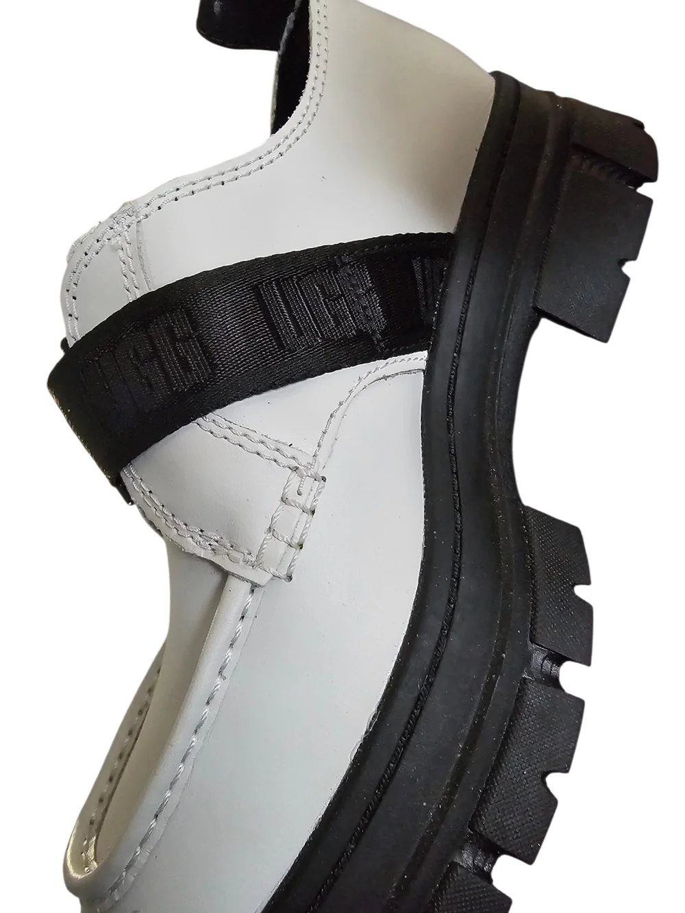 UGG White and Black Uug Sole Mary Jane Loafers